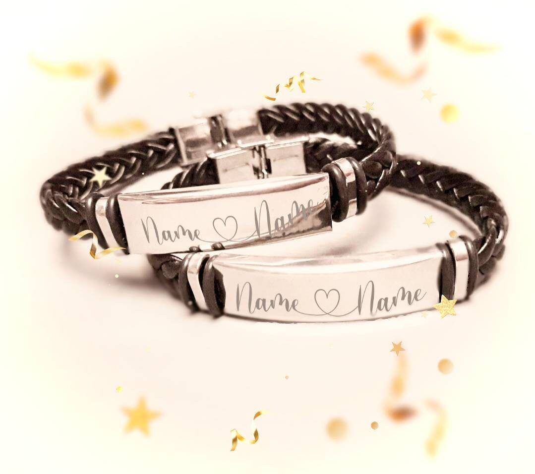 Psersonlised Leather Unisex Bracelet text Memory Date Photo Spotify code Engraving Perfect For Gifts For Couple