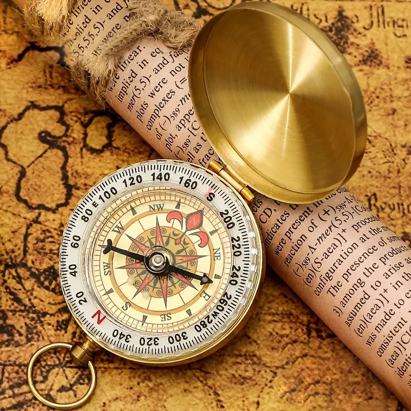 Personalised Engraved Any Text Logo Photo Brass Compass, Glow In Dark Compass Perfect For Outdoor Camping & Hiking
