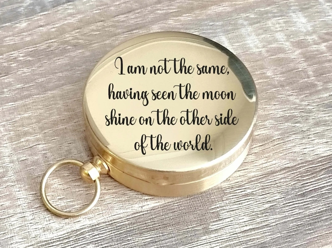 Personalised Engraved Any Text Logo Photo Brass Compass, Glow In Dark Compass Perfect For Outdoor Camping & Hiking