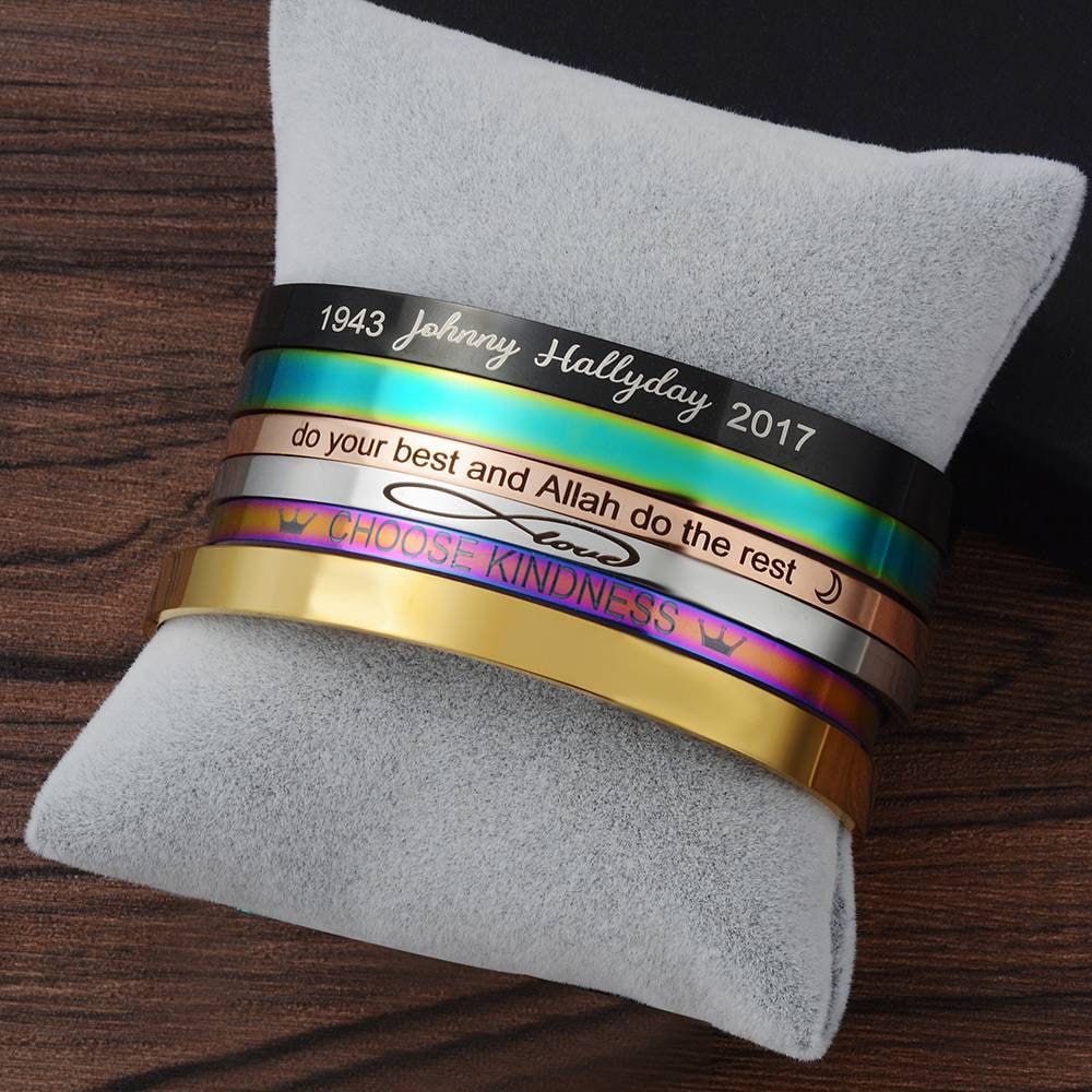 Personalised Adjustable Cuffs Bracelets Gift For All Occasions,Custom Adjustable Bracelet Cuffs Permanent Engraving Gifts
