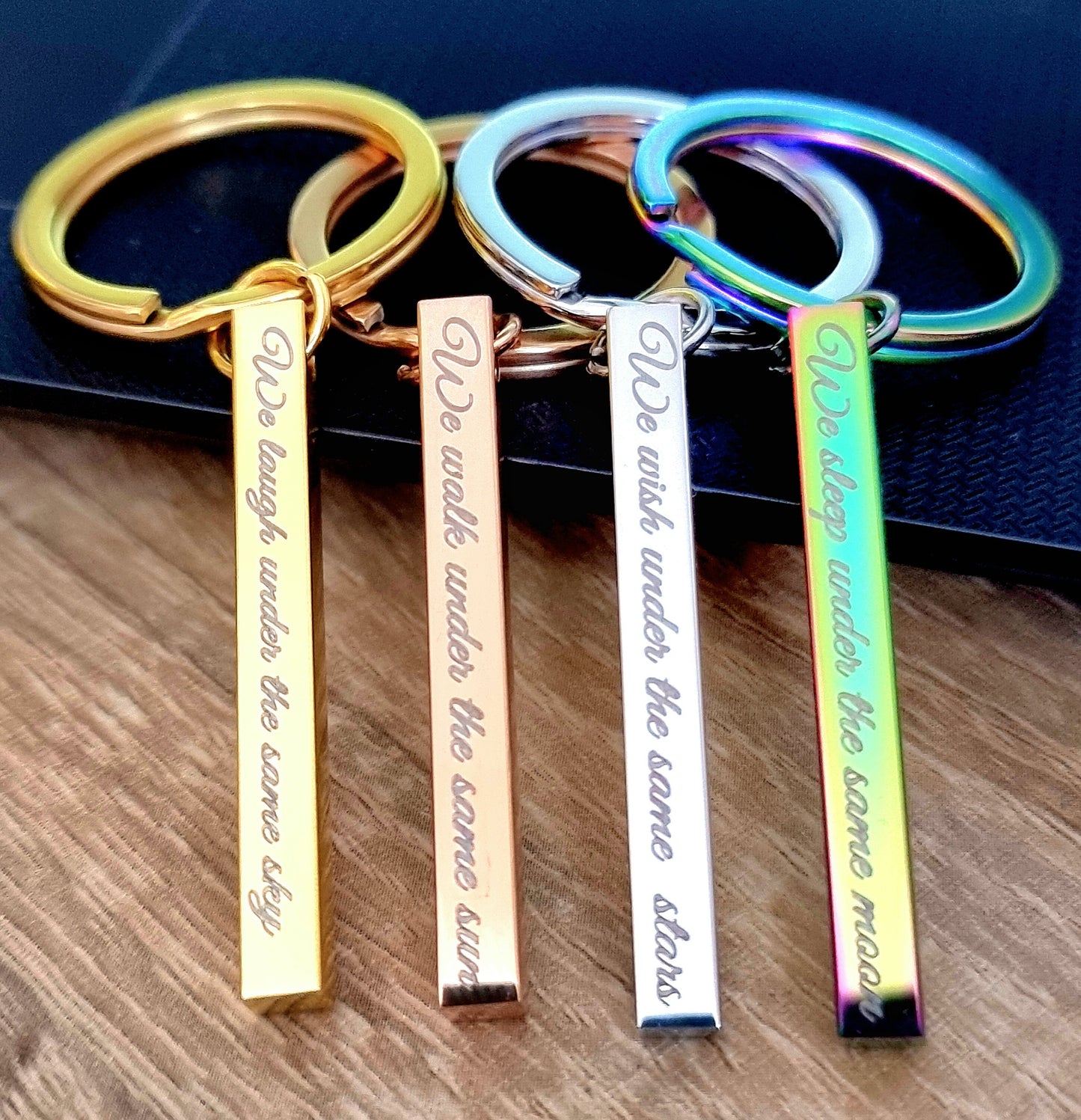 Custom Metal Bar Keychain, Couple Gift, Engraved Brushed Metal Keychain - Personalized Key chain - Valentines gift for him - gift for couple