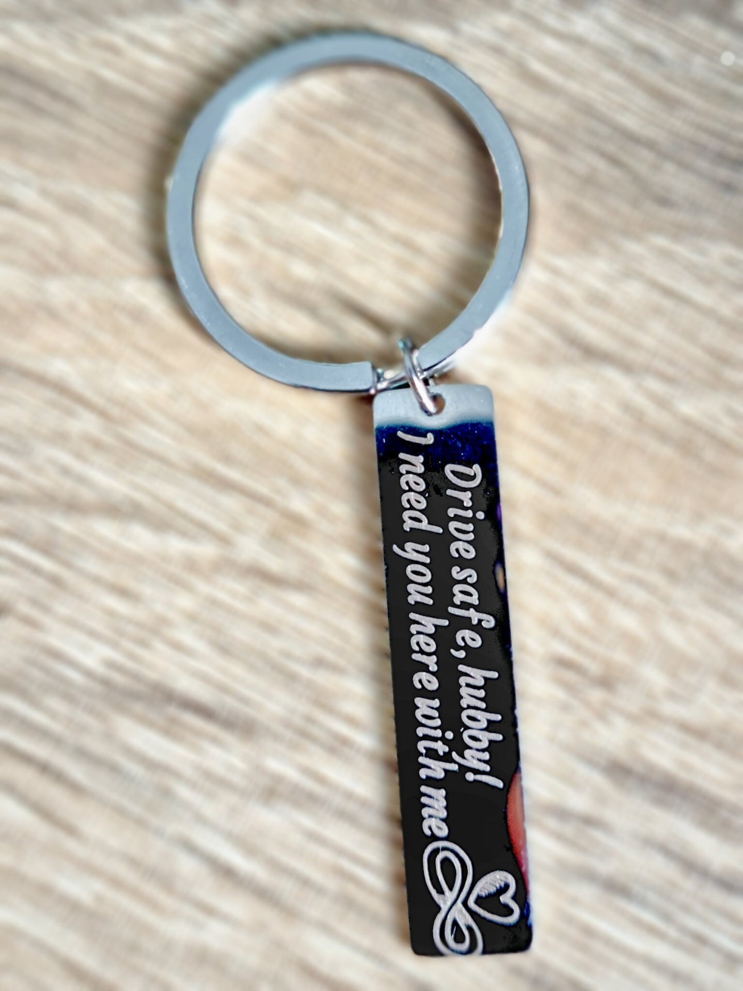 Drive Safe Keychain Custom Engraved Stainless Steel Rectangle Keychain Personalized Bar Keychain for Christmas Parties Handwriting Keychain