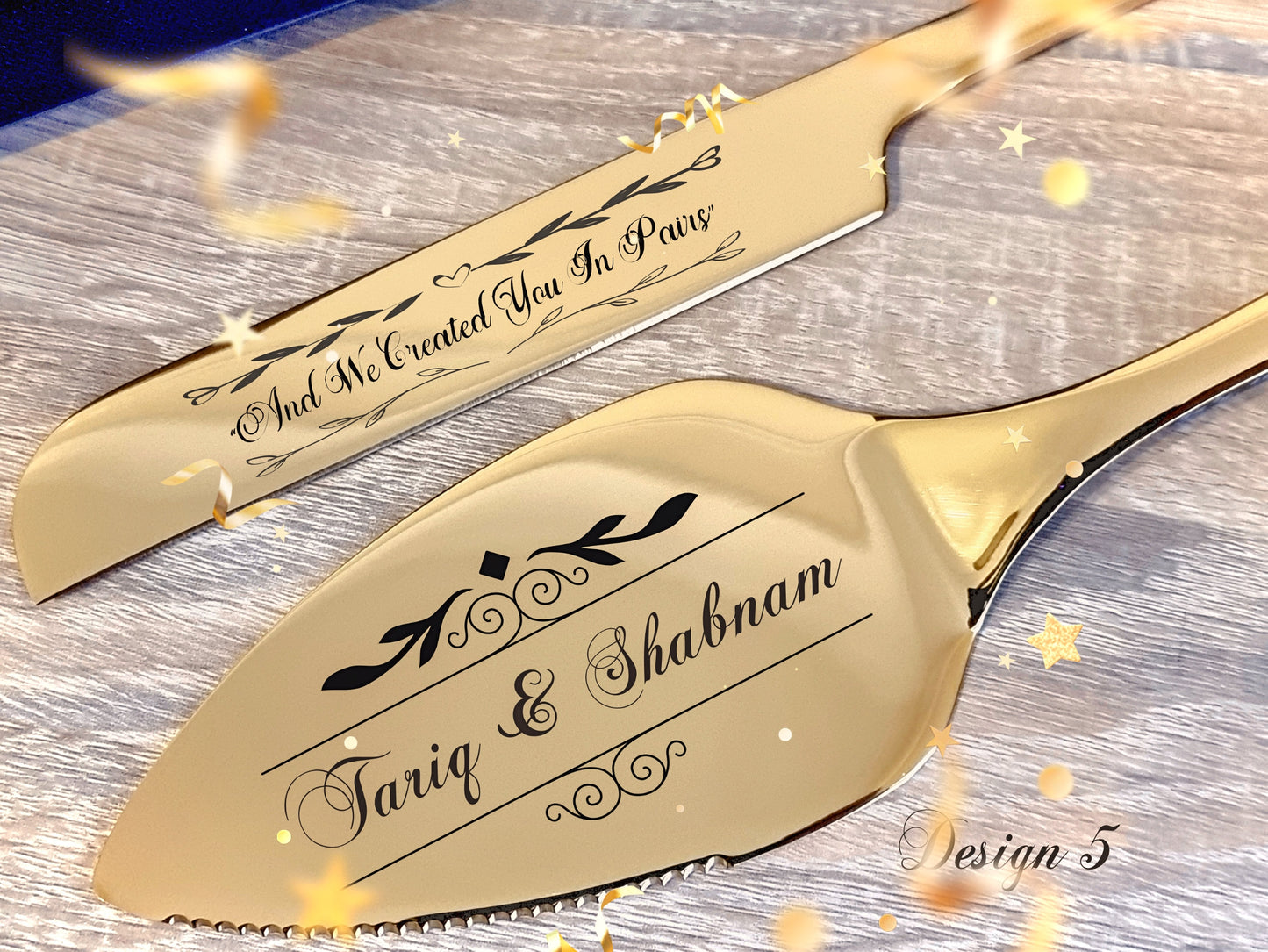 Personalised Engraved Cake Server, Slicer Set Wedding Birthday Anniversary Party