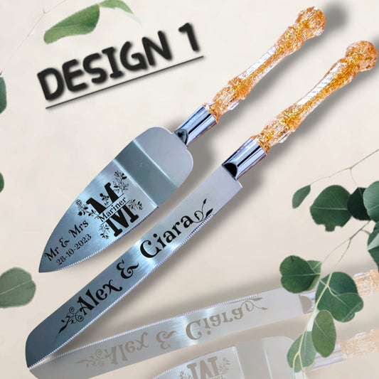 Wedding Cake Server set, Personlised Cake server Set for Wedding Birthday Anniversary Parties For All Occasions Cutlery set