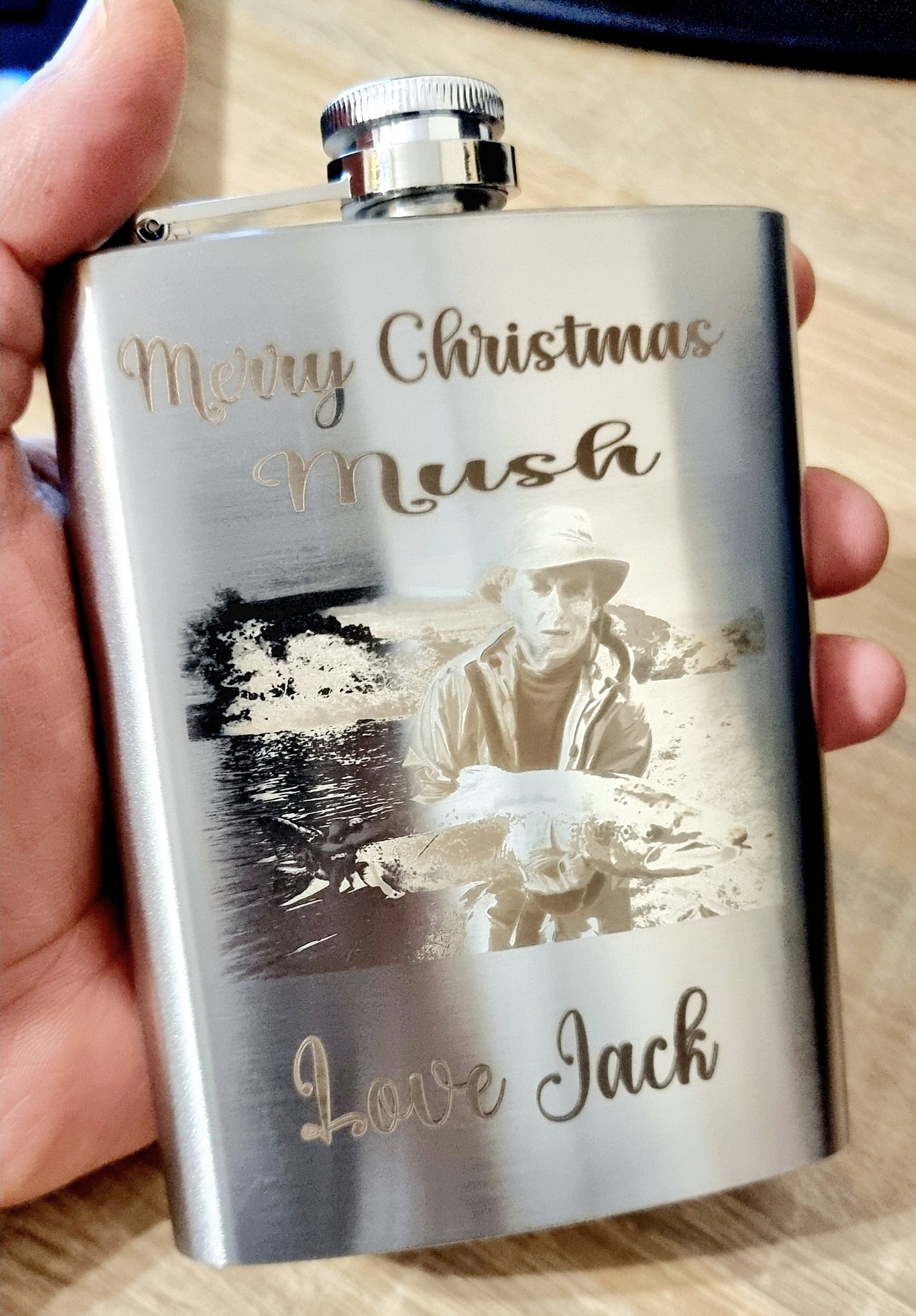 Personalised Engraved Photo Text Calligraphy Design Logo Liqueur Hip Flask Gift, Birthday Gift, Friendship Gift, Farewells Gift,