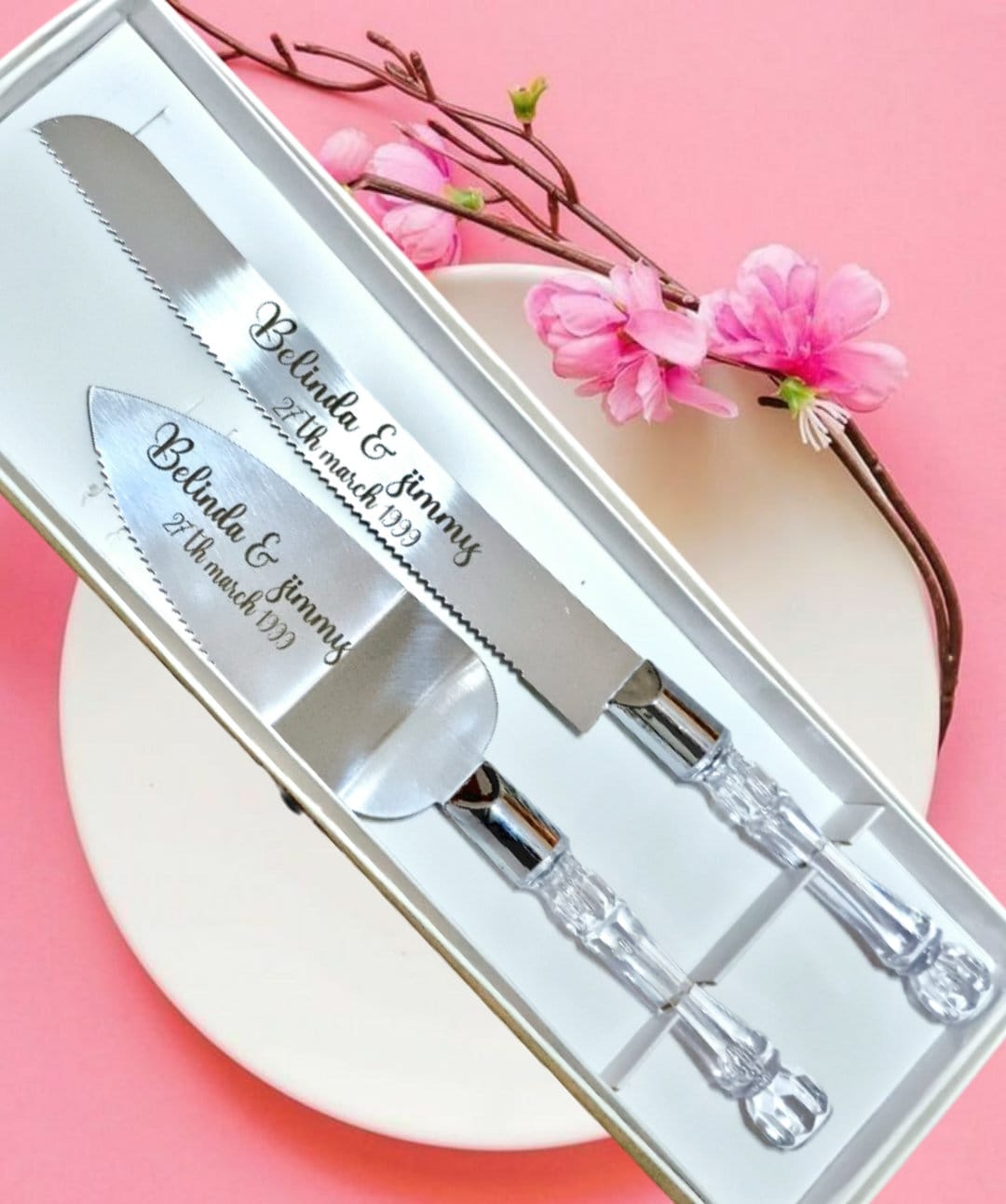 Wedding Cake Server Set, Personlised Cake server Set for Wedding Birthday Anniversary Parties For All Occasions,Cake Cutting Gift Set